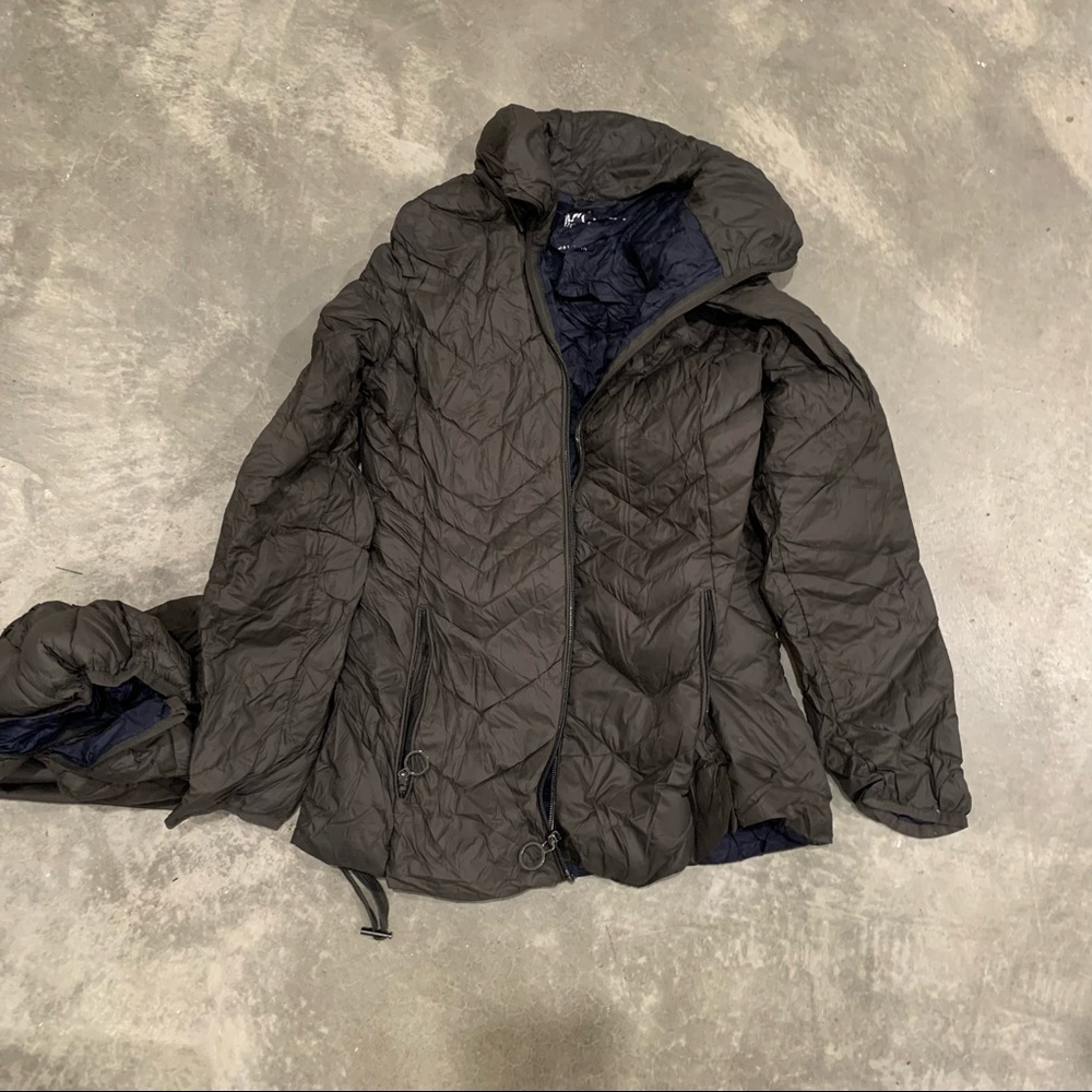 MICHAEL michael Kors forest green puffer jacket with removable hood and bag